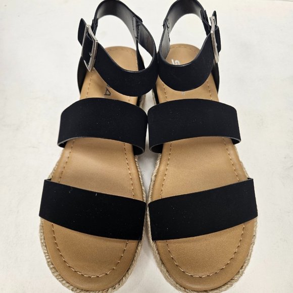 SODA Bryce ~ Open Toe Two Bands Espadrille Jute Platform Wedge - Picture 1 of 4